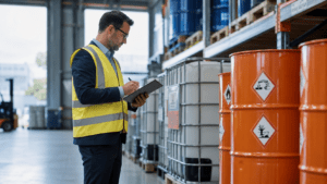 Logistikleiterin prüft Versandpapiere – wann ist ein Gefahrgutbeauftragter Pflicht