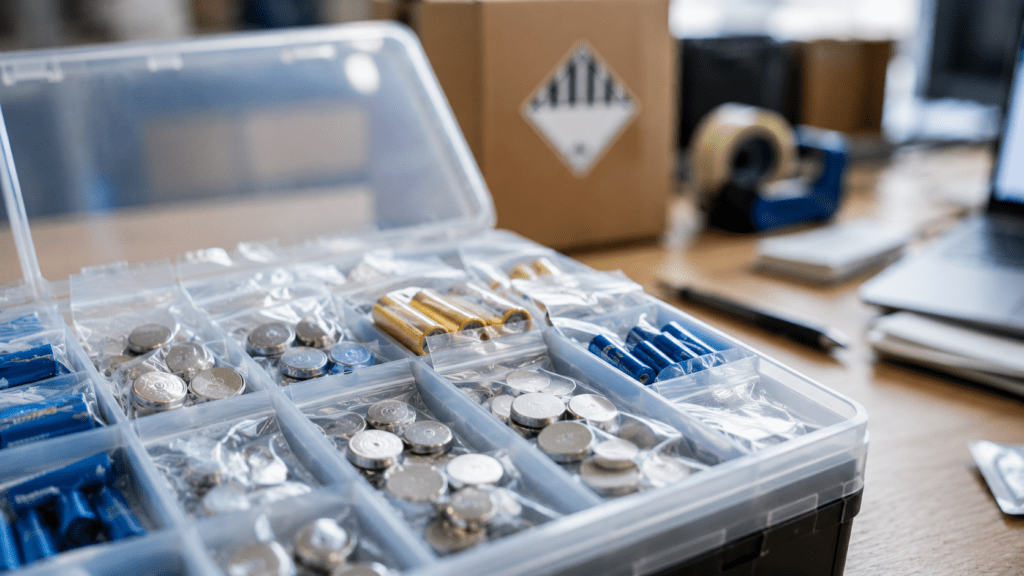 Kleine Lithiumzellen einzeln verpackt in Sortierbox – Sondervorschrift 188
