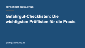 Gefahrgut Checkliste: Titelbild zu Prüflisten für die Praxis